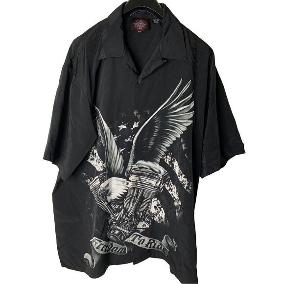 Dragonfly Roadhouse button front shirt eagle freedom to ride men's size XXL - Picture 1 of 6